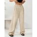 2025 New European And American Casual For Women Loose Pocket Drawstring Wide Leg Long Pants_ecoleips.com