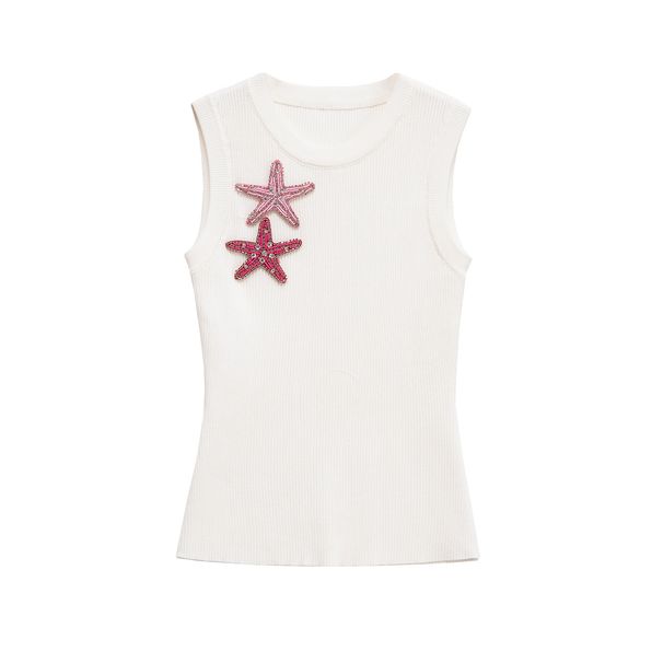 2026 Retro New Printed Crew Neck Knitted European And American Spice Girls Starfish Decorative Sleeveless Vest_ecoleips.com
