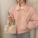 girl 2025 Summer New Jacket Pink Loose Versatile Quilted Petite Short Puffer Coat Cotton Clothing For Women_ecoleips.com