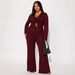 Tie-Front Blouse & Relaxed Pants Set - Trendy Polyester Two-Piece Outfit With Long Sleeves, Streetwear Elegance_ecoleips.com