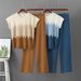 Women's Gradient Knit Set round Neck Sleeveless Top with Casual Wide Leg Pants Spring Summer Two-Piece Elegant Sporty Outfit_ecoleips.com