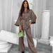 European And American Autumn New Style Silk Printed Loose Tie Sleepwear Two-Piece Set Women's Loungewear_ecoleips.com