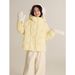 girl Girl Girls' 90% White Duck Down Jacket 2025 Winter New Children's Large Check Three-Proof Hooded Warm Loose Coat_ecoleips.com