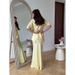 Elegant Off-Shoulder Midi Dress Set – Sexy Ruffle Hem & Wrap Waist Two-Piece Outfit (S-XXL, Butter Yellow)_ecoleips.com
