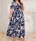 Cross-border Plus-size Women's Printed Casual Vacation Dress, Bohemian French Elegant Mid-length Dress_ecoleips.com