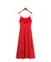 European And American Style 2024 Early Spring New Women's Fashion French Retro Floral Print Bow-tie Slim-fit Suspender_ecoleips.com