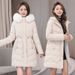 Women's Winter Long Padded Coat With Hood, Slim Fit Waist Design, Warm Quilted Jacket For Cold Weather_ecoleips.com