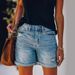 Women's Clothing Summer Fashion Casual Ripped Vintage Washed Look Straight Leg Denim Shorts_ecoleips.com