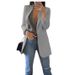 New Long-sleeved Jacket Solid Color Suit Collar Slim Cardigan Temperament Wear Women_ecoleips.com