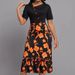 Women's Clothing Long High Waist Temperament Commuter Dress Black Long Skirt Suit Short Sleeve Printed Dress_ecoleips.com