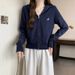 Real Shot Of A Short Double-zipper Hooded Sweatshirt Women, Suitable For Spring And Autumn, Korean Style, Slim Fit,_ecoleips.com