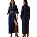 K Women's Long Sleeved Breasted Fashionable Long Dress. Excluding Belt_ecoleips.com