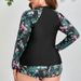 Women's Clothing Printed Large Size Long Sleeved Swimsuit Boxer Shorts Split Bikini Swimsuit_ecoleips.com