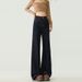 Denim Blue Wide-leg Jeans Women, New Spring And Autumn Style, High-waisted, Loose Straight Fit, Suitable For Petite_ecoleips.com