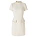 K New Square Neck Nail Bead Decoration Waist Cinching Long Sleeved Slimming Dress Small Formal Dress_ecoleips.com