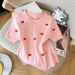 Summer New Women's Slim Fit Short Sleeve T-Shirt round Neck Unique Heart Shaped Top Ice Silk Knitwear Real Photos 2026_ecoleips.com