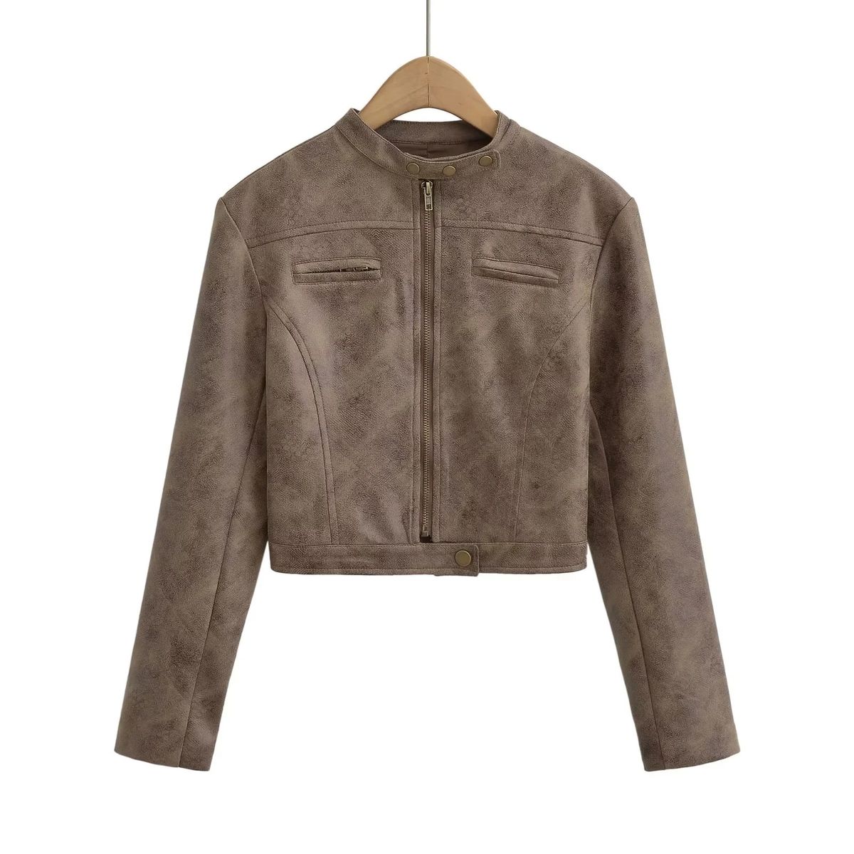 Women’s Vintage Distressed Motorcycle Jacket – Slim Fit Retro Biker Style | Faux Suede & Leather-Look For Urban Edge_ecoleips.com