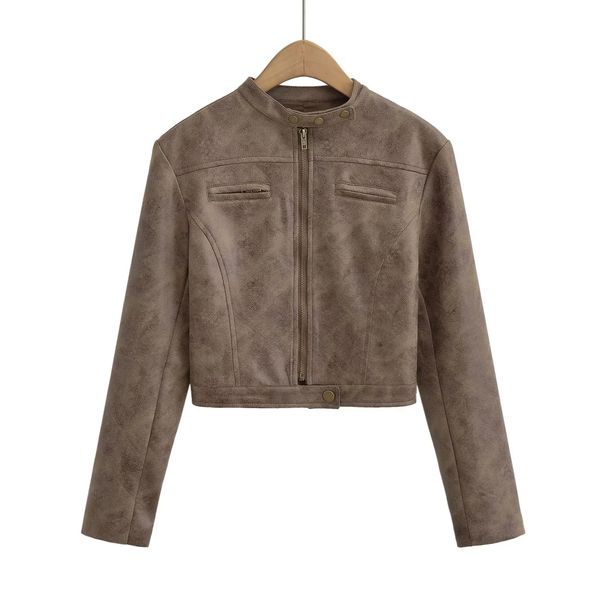 Women’s Vintage Distressed Motorcycle Jacket – Slim Fit Retro Biker Style | Faux Suede & Leather-Look For Urban Edge_ecoleips.com