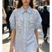 Women's Clothing Heavy Duty Collared Short Sleeved Shirt Loose Fit Slimming Design Niche Style Top For Summer_ecoleips.com