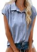 Verve 2025 Women's Fashion Summer New Button-Up Short Sleeve Shirt Turn-Down Collar Casual Plaid Top_ecoleips.com