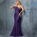 Women's Stylish One-Shoulder Mermaid Evening Dress Flattering Ruffled Hem for Parties And Dances_ecoleips.com