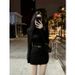 Stylish Half High Collar Slim Fit Dress Women's Long Sleeve Wrap Waist Short Skirt Fashionable Elegant Pure Color Winter Dress_ecoleips.com