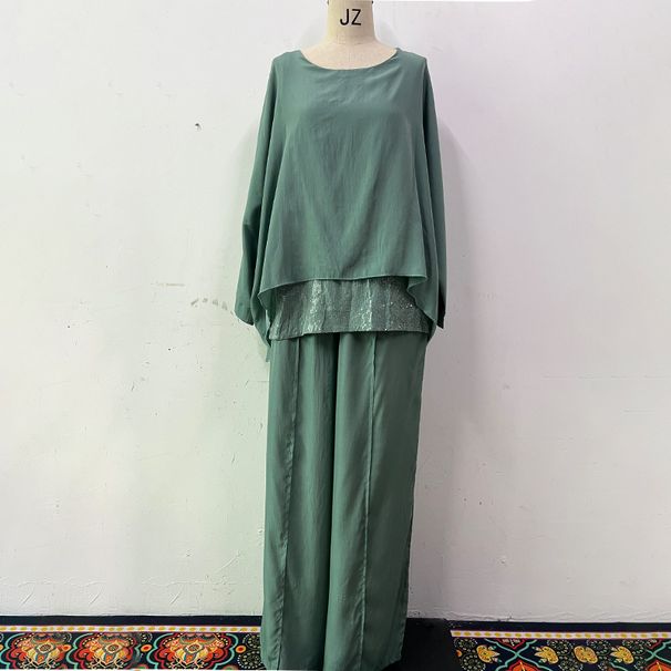 Breathable Printed V-Neck Lounge Set – Lightweight Polyester Palazzo Pants & Oversized Top For Summer Comfort_ecoleips.com