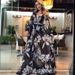 Women's Clothing New Women's Dress Sexy Deep V Long Sleeve Printed Fashion Dress_ecoleips.com