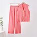 Women's Summer Knit Top & Wide Leg Pants Set – Sleeveless Button-Up & Flowy Trousers – One Size Fits All_ecoleips.com