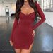 Women Elegant Long Sleeve Bodycon Mini Dress Club Dating Party Casual Outfit_ecoleips.com