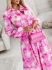 Women Retro Floral Print Office Shirt Dress Elegant Turn-down Collar Button Split Long Dress Autumn Long Sleeve Loose Maxi Dress_ecoleips.com