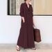 Women's Clothing new style solid color lapel long sleeve pocket simple loose casual long shirt dress_ecoleips.com