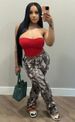 Women's Clothing Fashion Casual Loose Straight High Waist Stacked Bag Multi Color Trousers_ecoleips.com