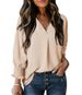 2025 Autumn/Winter New Women's V-neck Casual Long Sleeved Loose Shirt Top Hoodie T-shirt_ecoleips.com