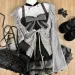 Sweet Lolita Early Autumn Three Piece Set Lace Up Ruffles Cardigan Sexy Slim Fit Strapless Vest Tops High Waist Ruched Skirts_ecoleips.com