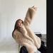 Women's Faux Fur Coat – Longline Fox-Inspired Jacket With Notched Lapel (Khaki, Mid-Length, Oversized Pockets)_ecoleips.com