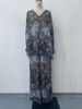 Women's Clothing spring fashion new hand painted printed shirt top wide leg pants two piece suit women's clothing_ecoleips.com