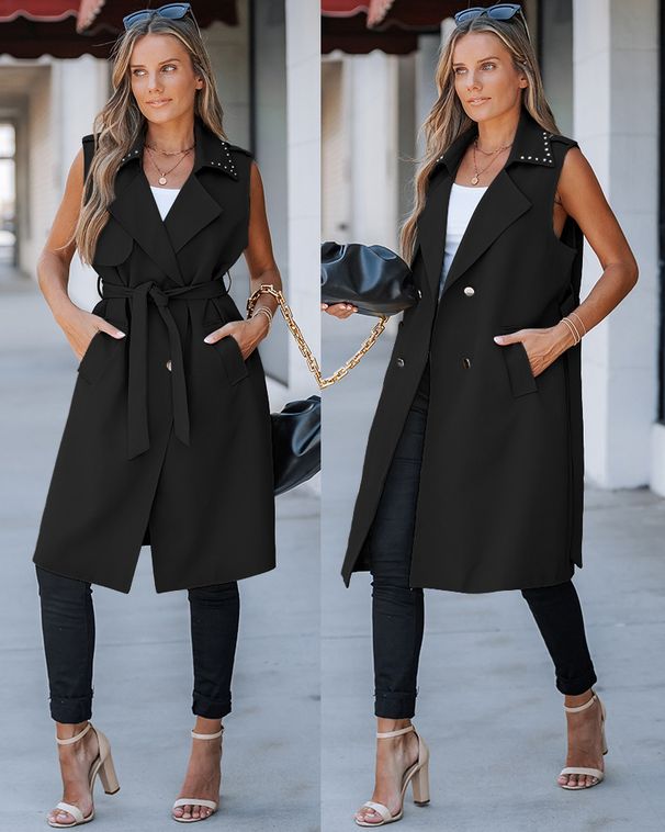 Women's Clothing Autumn And Winter Women's Clothing Fashion New Hot Diamond Lapel Vest Windbreaker Jacket_ecoleips.com