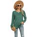 2025 Autumn/winter New Solid Color U-neck Pleated Long Sleeved T-shirt Top For Women_ecoleips.com