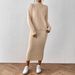 Elegant Solid Color Women's Outfit - High Neck Pullover Sweater & Bodycon Pencil Skirt Two-Piece Set_ecoleips.com