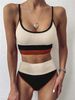 Women's Sexy High-Waisted Two-Piece Swimsuit 2020 European And American Foreign Trade Ribbed Fabric Patchwork Bikini Set 9654_ecoleips.com