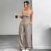Shein Women's Fashion Slimming Pants Set Strapless Top And Loose Fitting Suit_ecoleips.com