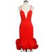 Women's Clothing Fashion Sexy Deep V Neck Party Evening Dress Suspender Tight Dress Fishtail Skirt_ecoleips.com