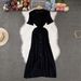 Women's Clothing Women's Solid Color Knit Dress Summer Short Sleeved Single Breasted Hollowed Out Skirt High End Feel Style For Formal & Casual_ecoleips.com