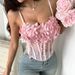 Aria Basics Aria Basics Cross-border European And American French-style Three-dimensional Floral Decoration Sexy Sheer Mesh Fishbone Push-up_ecoleips.com