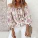 2025 Cross-Border Sexy Off-Shoulder Chiffon Blouse Women's European And American Loose Printed Long-Sleeve_ecoleips.com