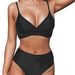 Women's Clothing Sexy High Waist V Neck Twist Adjustable Spaghetti Strap Swimsuit_ecoleips.com