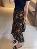 Retro Floral Print Slimming Bodycon Midi Skirt Fishtail Chiffon Elegant Long Skirt Hong Kong Style Women's Bottoms_ecoleips.com