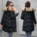 Women's Winter Longline Puffer Coat With Faux Fur Hood – Oversized Quilted Jacket, Thickened Warm Coat For Casual & Street Style_ecoleips.com