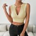 Voya 2026tk International Station Hot-Selling Sexy V-Neck T-Shirt, New Spring/Summer Short Sleeveless Crop Top With Unique_ecoleips.com